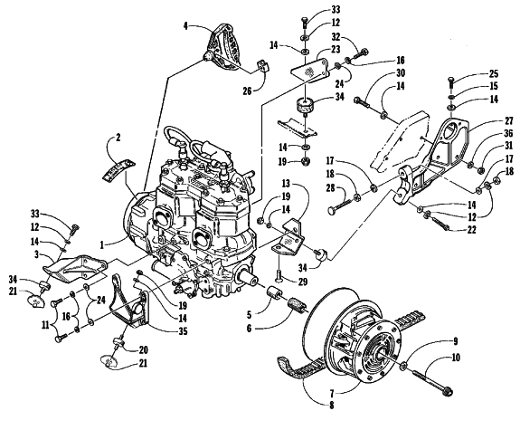 Parts Diagram for Arctic Cat 1999 POWDER SPECIAL 600 SNOWMOBILE ENGINE AND RELATED PARTS