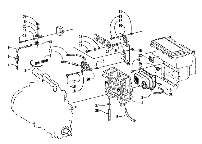 Parts Diagram for Arctic Cat 1999 ZR 600 SNOWMOBILE CARBURETOR AND FUEL PUMP ASSEMBLY
