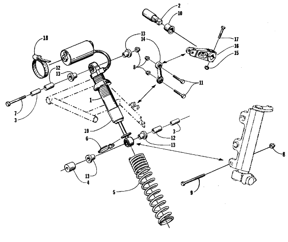 Parts Diagram for Arctic Cat 1999 ZR 500 EFI LE SNOWMOBILE SHOCK ABSORBER AND SWAY BAR ASSEMBLY