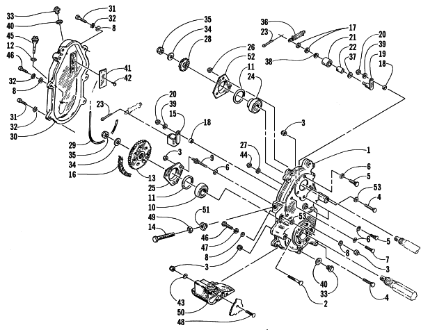 Parts Diagram for Arctic Cat 2000 POWDER SPECIAL 2K SNOWMOBILE DRIVE/DROPCASE ASSEMBLY