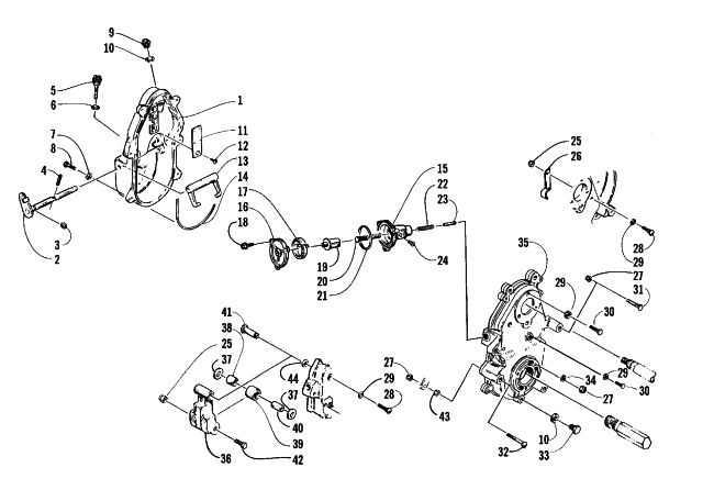 Parts Diagram for Arctic Cat 1999 PANTHER 550 SNOWMOBILE DROPCASE AND CHAIN TENSION ASSEMBLY