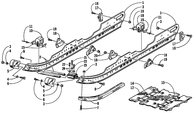 Parts Diagram for Arctic Cat 1999 ZR 500 EFI LE SNOWMOBILE SLIDE RAIL AND TRACK ASSEMBLY