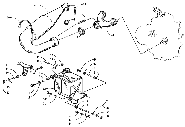 Parts Diagram for Arctic Cat 1999 ZL 500 EFI SNOWMOBILE EXHAUST ASSEMBLY