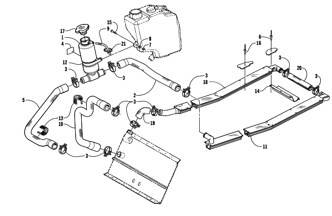 Parts Diagram for Arctic Cat 2000 ZL 500 () SNOWMOBILE COOLING ASSEMBLY