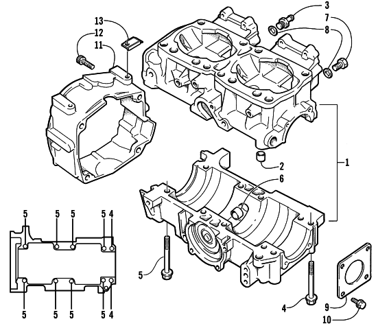 Parts Diagram for Arctic Cat 1999 POWDER SPECIAL 600 SNOWMOBILE CRANKCASE ASSEMBLY