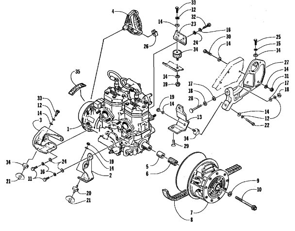 Parts Diagram for Arctic Cat 1999 PANTHER 550 SNOWMOBILE ENGINE AND RELATED PARTS