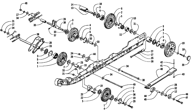 Parts Diagram for Arctic Cat 1999 TRIPLE TOURING SNOWMOBILE IDLER WHEEL AND AXLE ASSEMBLIES