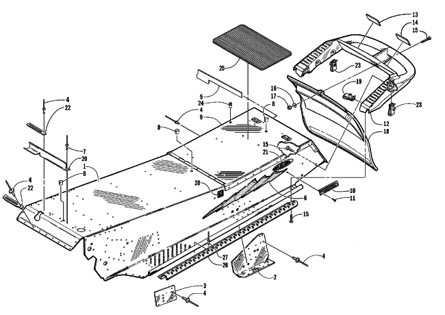 Parts Diagram for Arctic Cat 1999 POWDER SPECIAL 600 EFI I SNOWMOBILE TUNNEL AND REAR BUMPER
