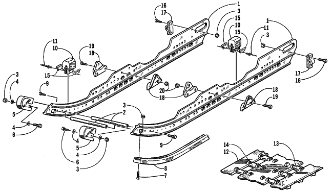 Parts Diagram for Arctic Cat 1999 ZR 600 EFI SNOWMOBILE SLIDE RAIL AND TRACK ASSEMBLY