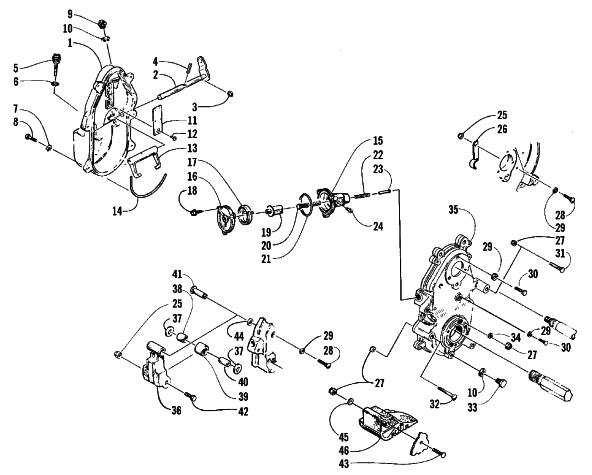 Parts Diagram for Arctic Cat 1999 TRIPLE TOURING SNOWMOBILE DROPCASE AND CHAIN TENSION ASSEMBLY