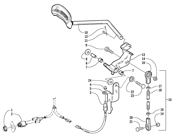 Parts Diagram for Arctic Cat 1999 ZRT 800 SNOWMOBILE REVERSE SHIFT LEVER ASSEMBLY
