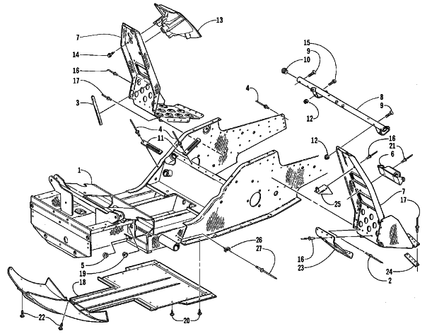 Parts Diagram for Arctic Cat 1999 THUNDERCAT MC SNOWMOBILE FRONT FRAME AND FOOTREST ASSEMBLY