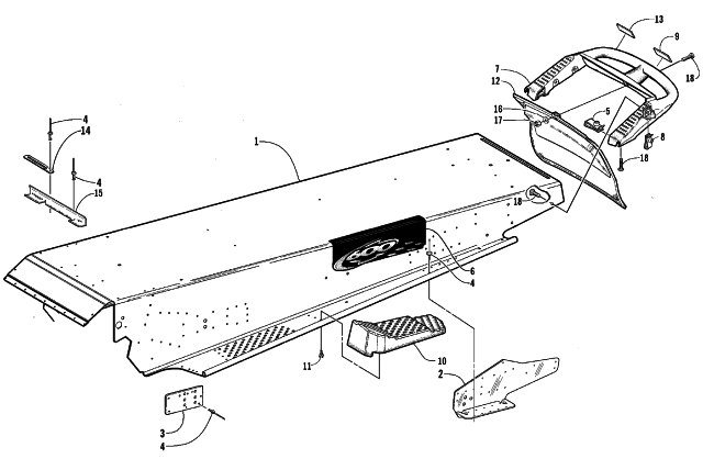 Parts Diagram for Arctic Cat 1999 TRIPLE TOURING SNOWMOBILE TUNNEL AND REAR BUMPER