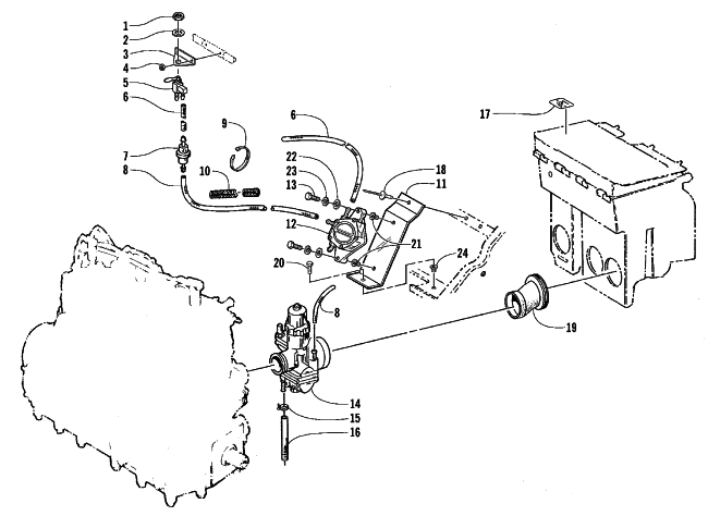Parts Diagram for Arctic Cat 1999 ZRT 600 SNOWMOBILE CARBURETOR AND FUEL PUMP ASSEMBLY