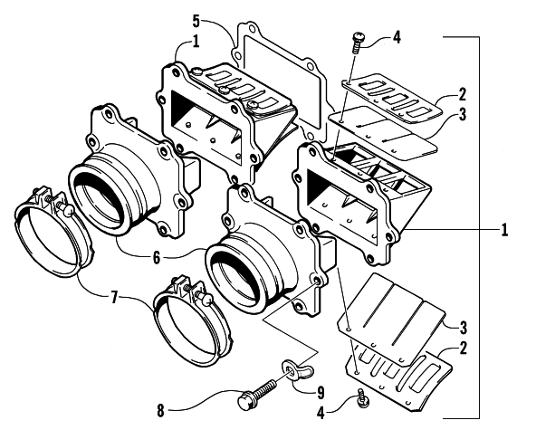 Parts Diagram for Arctic Cat 2000 POWDER SPECIAL 600 EFI LE () SNOWMOBILE REED VALVE ASSEMBLY