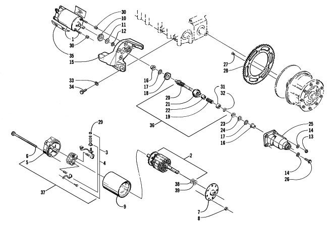 Parts Diagram for Arctic Cat 2000 THUNDER SNOWMOBILE ELECTRIC START - STARTER MOTOR ASSY (OPTIONAL)