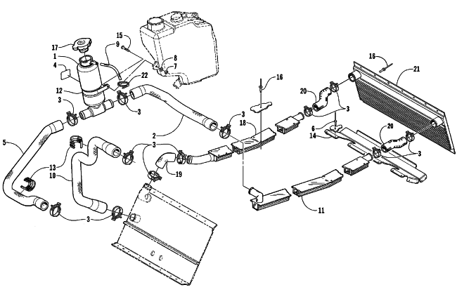 Parts Diagram for Arctic Cat 1999 POWDER SPECIAL 700 SNOWMOBILE COOLING ASSEMBLY