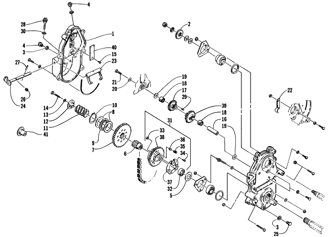 Parts Diagram for Arctic Cat 2000 POWDER SPECIAL 2K SNOWMOBILE DRIVE/REVERSE DROPCASE ASSEMBLY