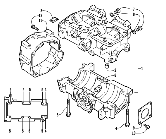 Parts Diagram for Arctic Cat 1999 POWDER SPECIAL 500 EFI SNOWMOBILE CRANKCASE ASSEMBLY