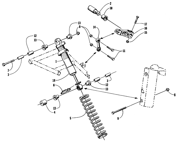 Parts Diagram for Arctic Cat 1999 THUNDERCAT SNOWMOBILE SHOCK ABSORBER AND SWAY BAR ASSEMBLY
