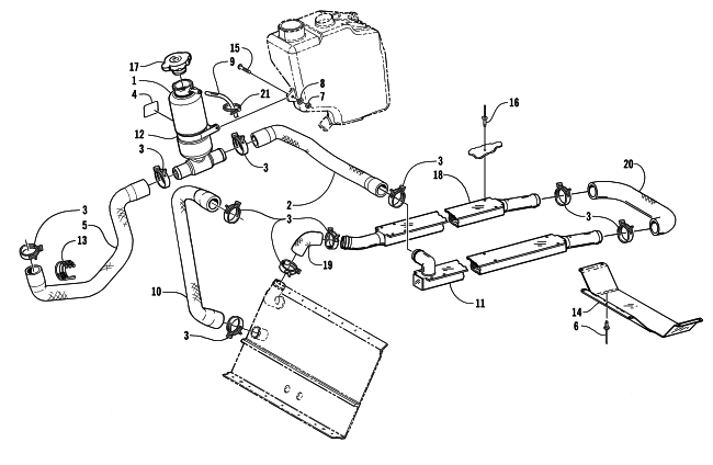 Parts Diagram for Arctic Cat 2000 PANTERA 1000 () SNOWMOBILE COOLING ASSEMBLY