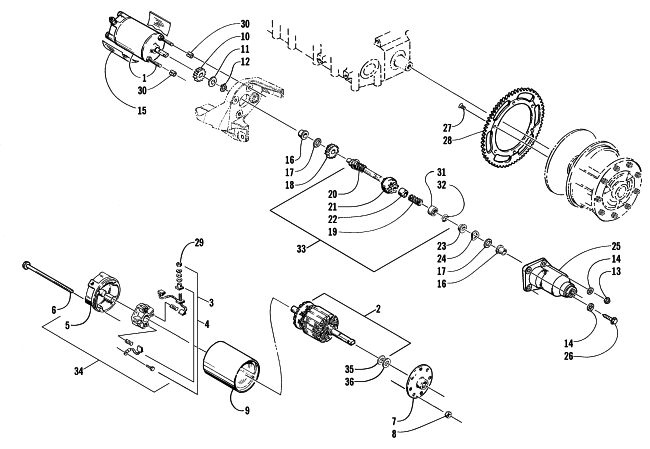 Parts Diagram for Arctic Cat 2001 PANTERA 1000 () SNOWMOBILE ELECTRIC START - STARTER MOTOR ASSEMBLY