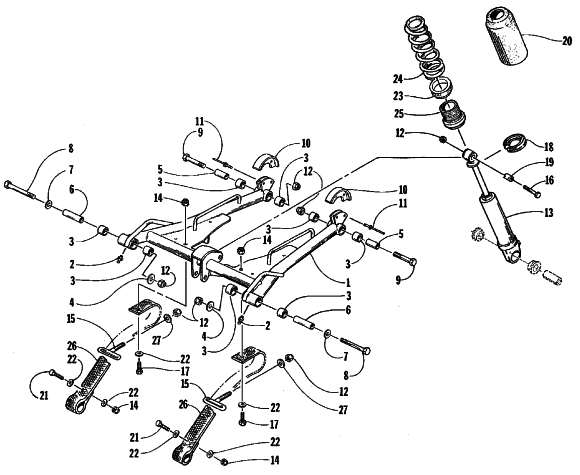 Parts Diagram for Arctic Cat 1999 ZRT 600 SNOWMOBILE REAR SUSPENSION FRONT ARM ASSEMBLY
