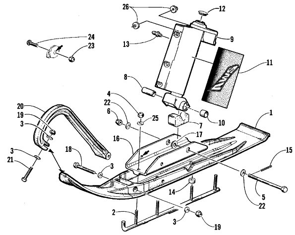 Parts Diagram for Arctic Cat 1999 TRIPLE TOURING SNOWMOBILE SKI AND SPINDLE ASSEMBLY