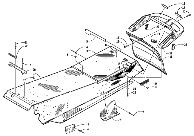 Parts Diagram for Arctic Cat 1999 ZRT 800 SNOWMOBILE TUNNEL AND REAR BUMPER