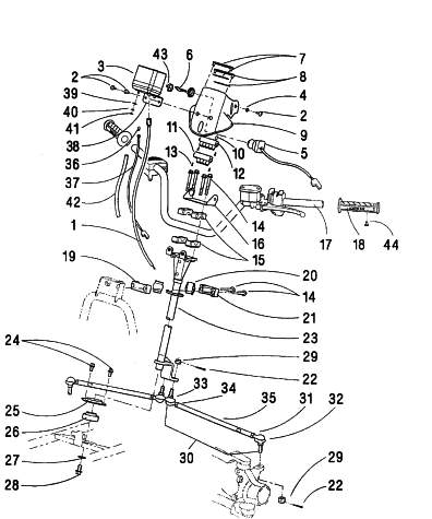 Parts Diagram for Arctic Cat 1999 400 4X4 ATV STEERING ASSEMBLY