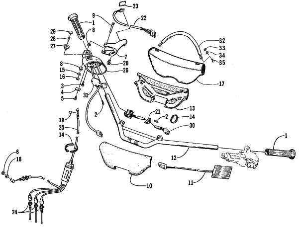 Parts Diagram for Arctic Cat 1999 THUNDERCAT MC SNOWMOBILE HANDLEBAR AND CONTROLS