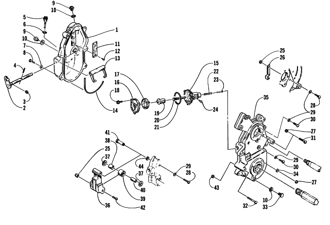 Parts Diagram for Arctic Cat 1999 BEARCAT WT SNOWMOBILE DROPCASE AND CHAIN TENSION ASSEMBLY