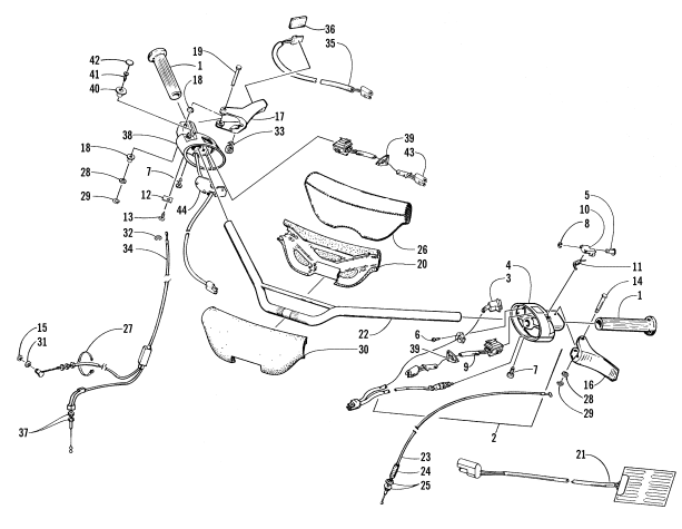 Parts Diagram for Arctic Cat 1999 Z 370 SNOWMOBILE HANDLEBAR AND CONTROLS