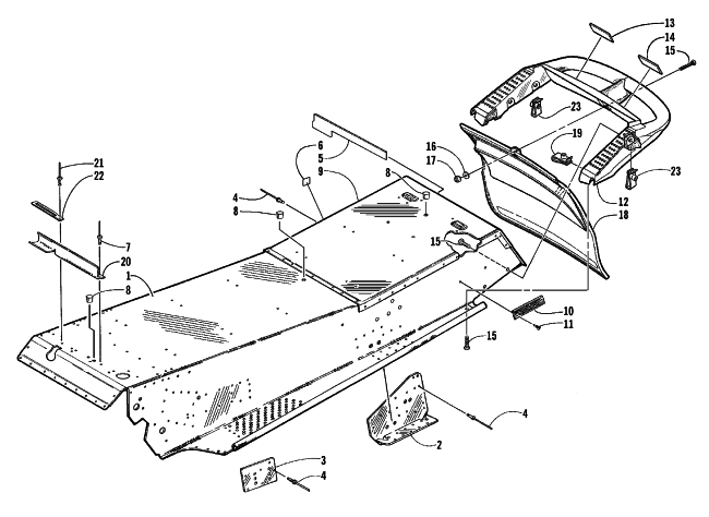 Parts Diagram for Arctic Cat 1999 Z 440 SNOWMOBILE TUNNEL AND REAR BUMPER