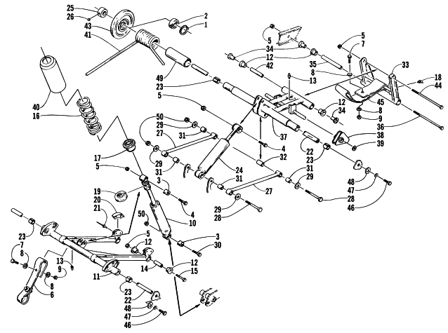 Parts Diagram for Arctic Cat 1999 BEARCAT 440 I - 136 IN. SNOWMOBILE REAR SUSPENSION ARM ASSEMBLIES