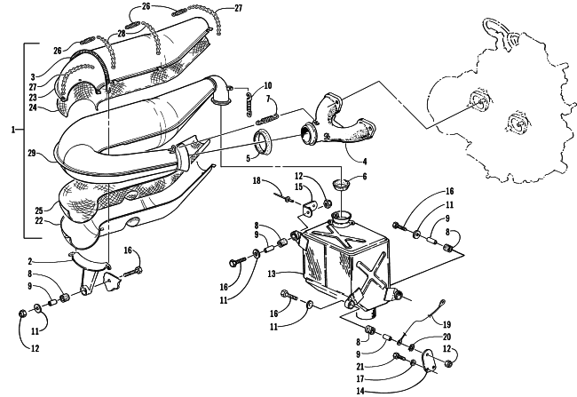 Parts Diagram for Arctic Cat 1999 ZR 700 SNOWMOBILE EXHAUST ASSEMBLY