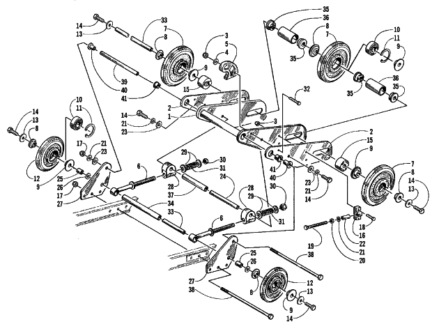 Parts Diagram for Arctic Cat 1999 BEARCAT 440 II - 156 IN. SNOWMOBILE ARTICULATING SKID FRAME ASSEMBLY