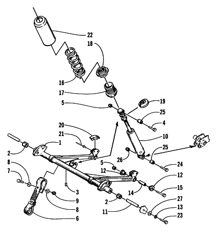 Parts Diagram for Arctic Cat 2000 BEARCAT 440 II SNOWMOBILE REAR SUSPENSION/FRONT ARM ASSEMBLY