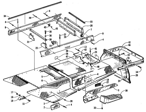Parts Diagram for Arctic Cat 1999 BEARCAT WT SNOWMOBILE TUNNEL AND REAR BUMPER