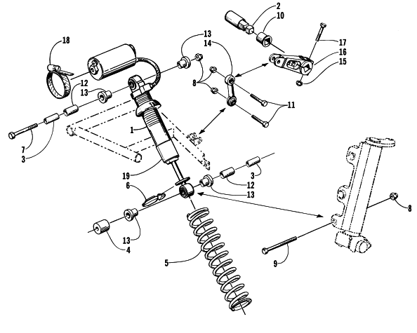 Parts Diagram for Arctic Cat 2000 POWDER SPECIAL 2K SNOWMOBILE SHOCK ABSORBER AND SWAY BAR ASSEMBLY