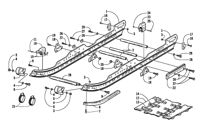 Parts Diagram for Arctic Cat 1999 Z 440 SNO-PRO SNOWMOBILE SLIDE RAIL AND TRACK ASSEMBLY