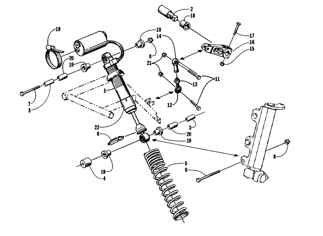 Parts Diagram for Arctic Cat 1999 Z 440 SNO-PRO SNOWMOBILE SHOCK ABSORBER AND SWAY BAR ASSEMBLY