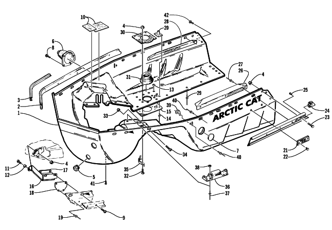 Parts Diagram for Arctic Cat 1998 ZR 440 SNO-PRO SNOWMOBILE BELLY PAN ASSEMBLY