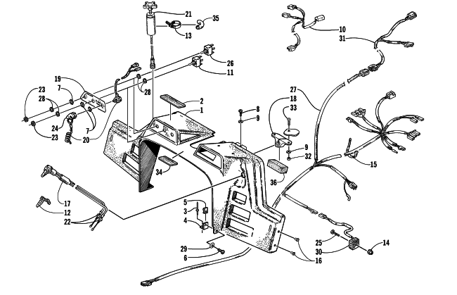 Parts Diagram for Arctic Cat 1999 ZR 440 SNO-PRO SNOWMOBILE CONSOLE, SWITCHES, AND WIRING ASSEMBLIES