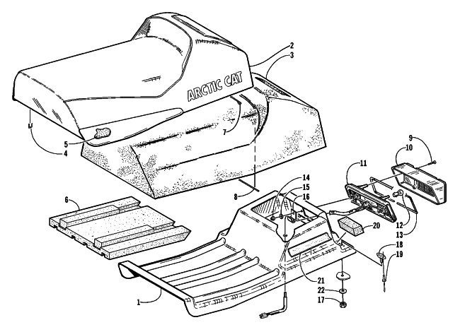 Parts Diagram for Arctic Cat 2000 Z 440 SNO PRO SNOWMOBILE SEAT AND TAILLIGHT ASSEMBLY