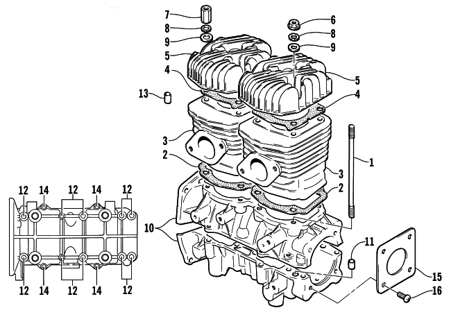 Parts Diagram for Arctic Cat 2001 Z 440 SNO PRO () SNOWMOBILE CRANKCASE AND CYLINDER
