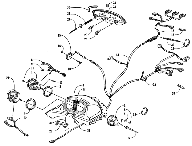 Parts Diagram for Arctic Cat 2000 POWDER SPECIAL 2K SNOWMOBILE HEADLIGHT, INSTRUMENTS, AND WIRING ASSEMBLIES