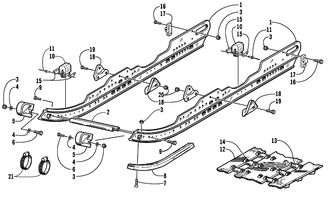 Parts Diagram for Arctic Cat 2000 POWDER SPECIAL 2K SNOWMOBILE SLIDE RAIL AND TRACK ASSEMBLY