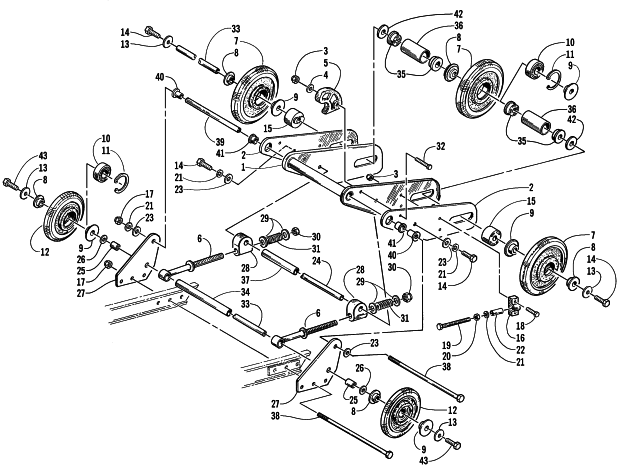Parts Diagram for Arctic Cat 2000 BEARCAT 440 II SNOWMOBILE ARTICULATING SKID FRAME ASSEMBLY