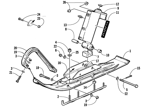 Parts Diagram for Arctic Cat 2000 ZL 500 () SNOWMOBILE SKI AND SPINDLE ASSEMBLY